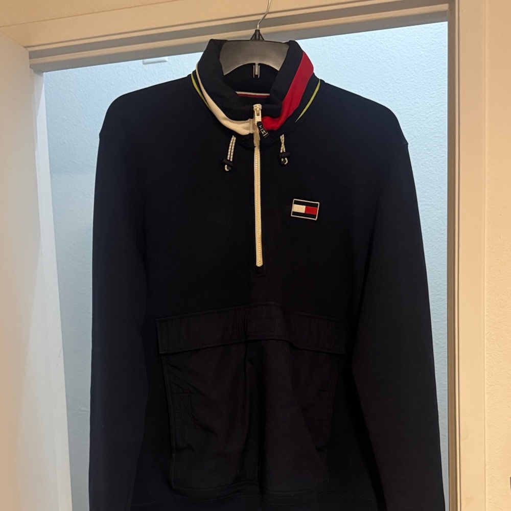 Tommy Hilfiger Navy Pullover with Red and White Accents